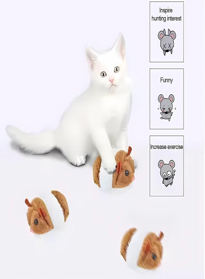 PET FUN Wind-Up Mouse Toy with Twirling Tail for Cats & Kittens | Plush Interactive Play|Pack of 2 - Image 4